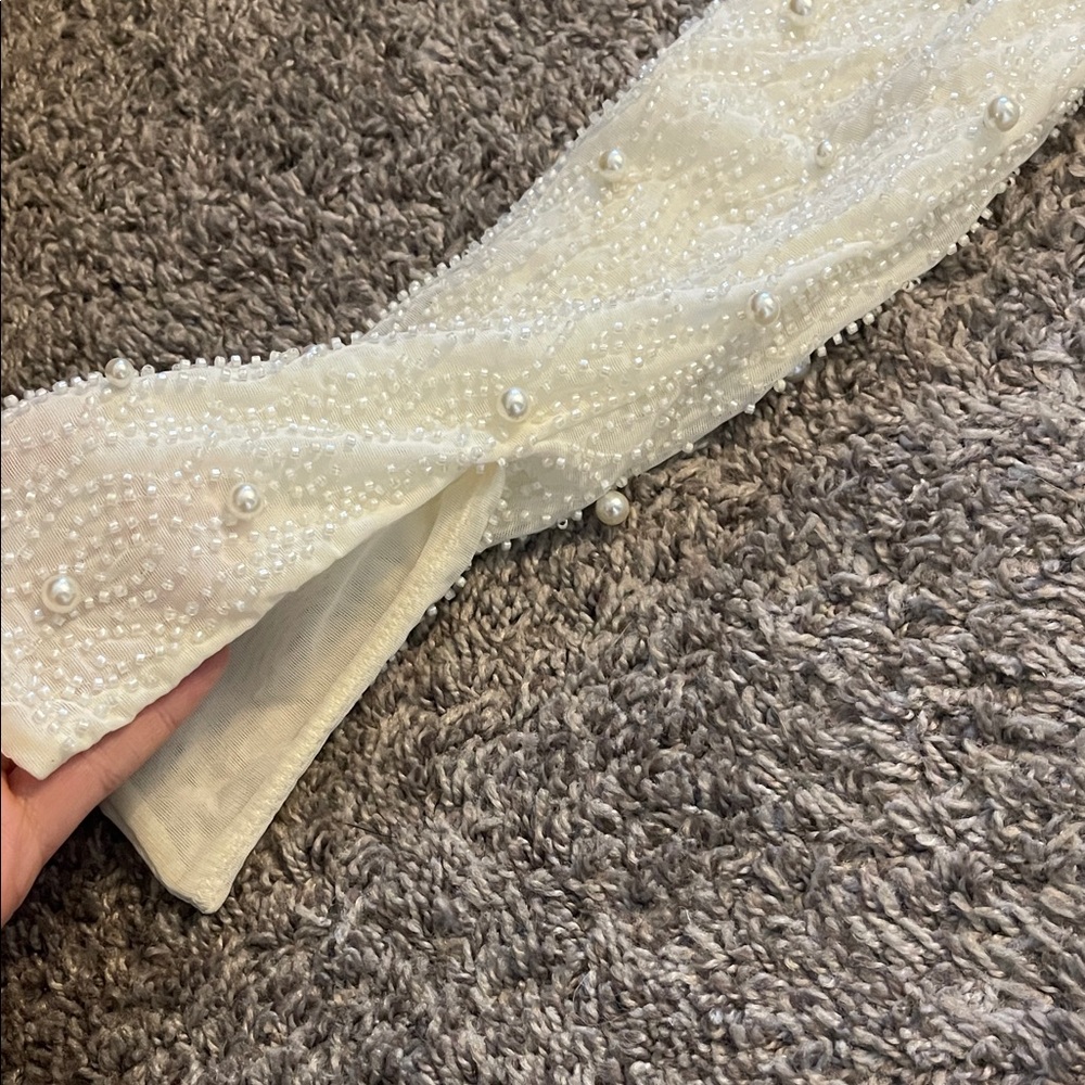 Oh Polly Beaded Cream Long Sleeve Dress - Picture 6 of 10